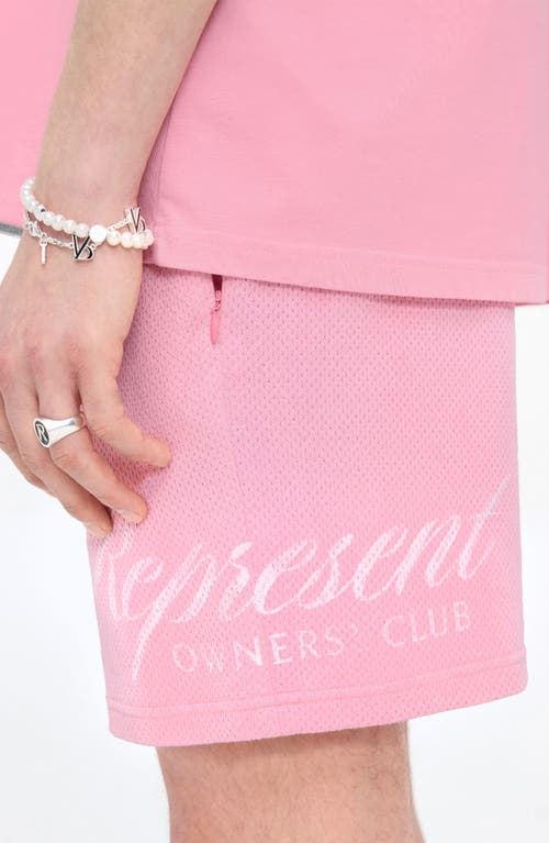 Represent Owners' Club Cotton Mesh Drawstring Shorts In Pink