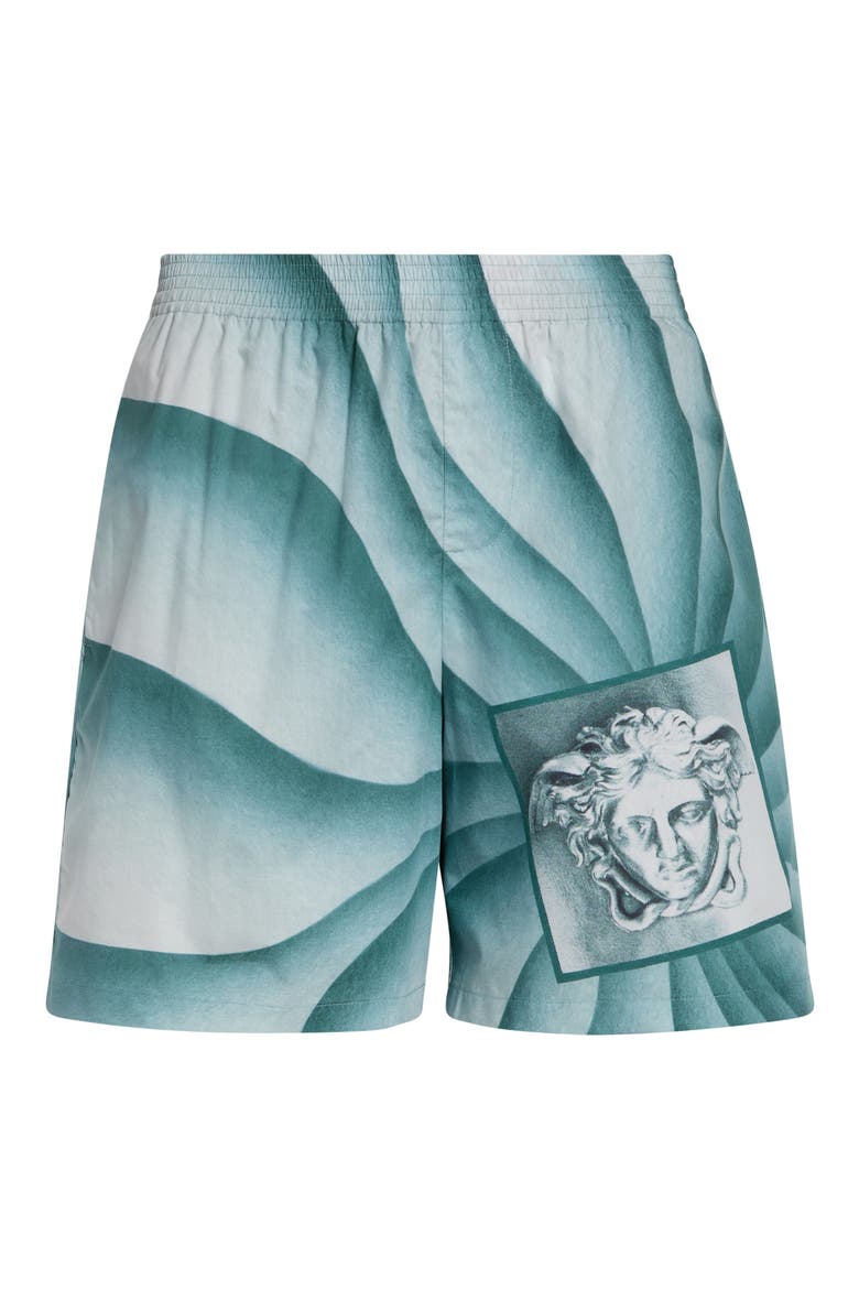 The Vortex Print Cotton Poplin Shorts, Main, color, 5GE50-LIGHT TEAL