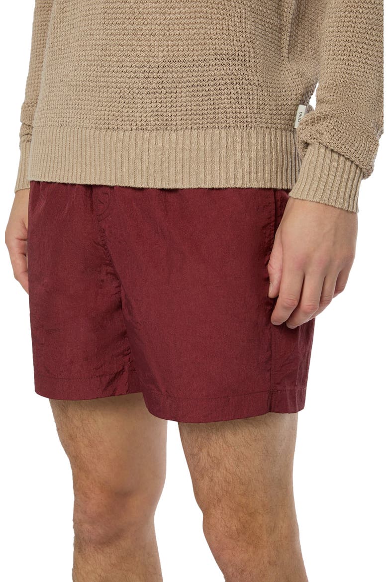 Nylon Crinkle 5" Swim Trunk, Alternate, color, BRICK