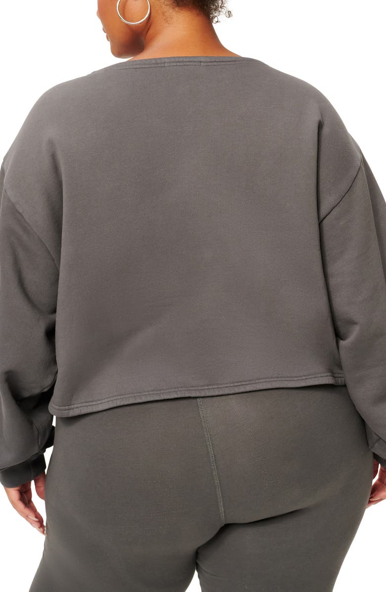 Good American Collarless Half Zip Sweatshirt, Alternate, color, Shadow001