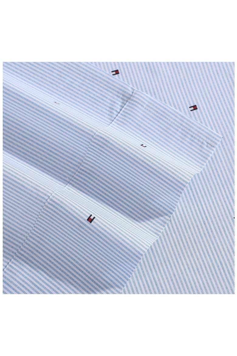 Ithaca Flag Stripe Cotton Percale Sheet Set, Alternate, color, WHITE/ BLUE/ RED