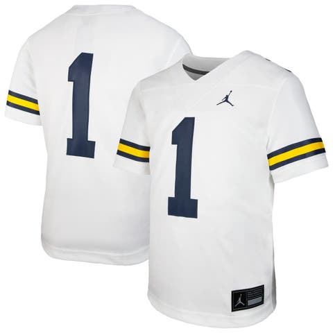 Youth Jordan Brand #1 White Michigan Wolverines  Untouchable Replica Game Jersey