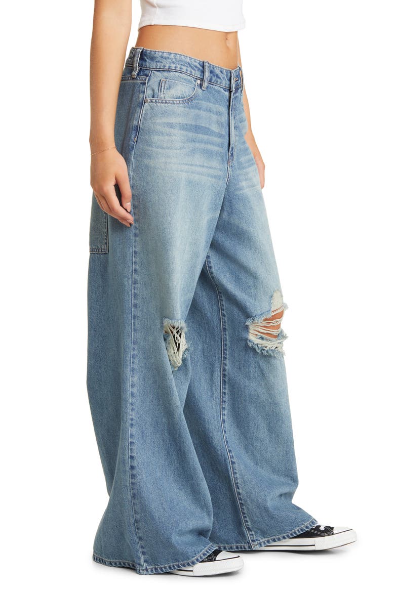 Ripped Ultrabaggy Wide Leg Jeans, Alternate, color, MED TINT WASH