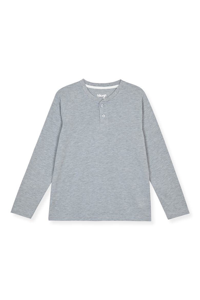 Kids' Henley Top & Plaid Pants 2-Piece Pajama Set, Alternate, color, GRAY