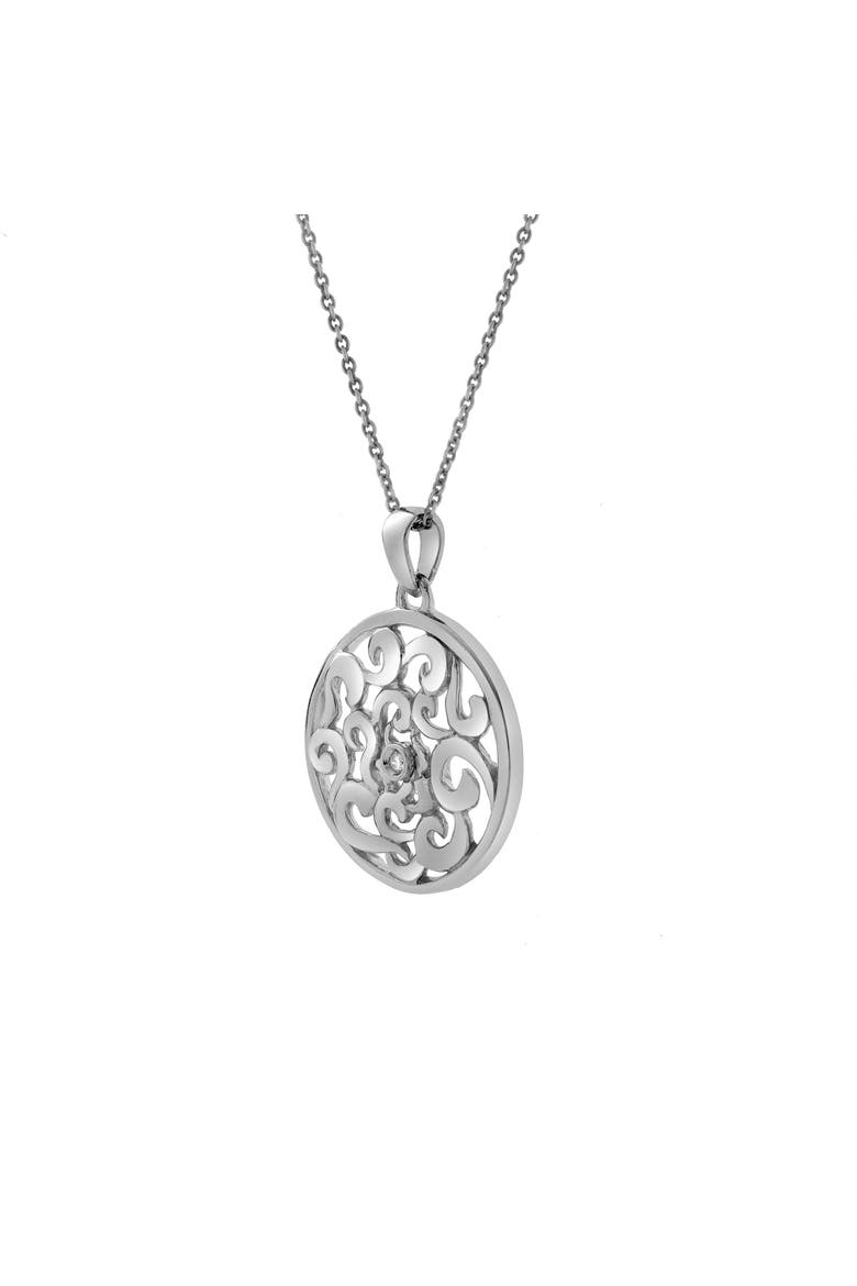 Lysandra Sterling Silver 0.02 Ct Diamond Filigree Disc Pendant, Main, color, 925 Sterling Silver