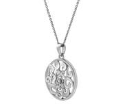 LuvMyJewelry Lysandra Sterling Silver 0.02 Ct Diamond Filigree Disc Pendant