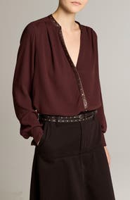 Vince Studded Placket Long Sleeve Top
