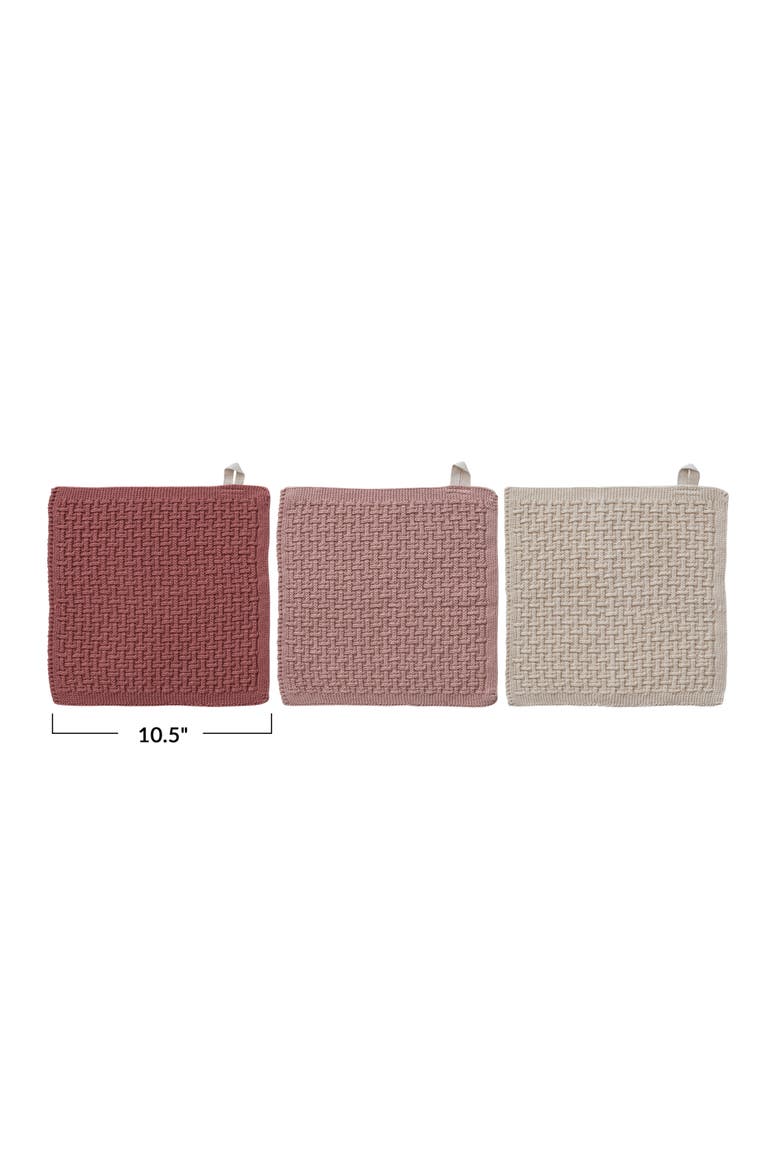 3-Piece Cotton Knit Dish Cloths, Multicolor, Alternate, color, Multicolor