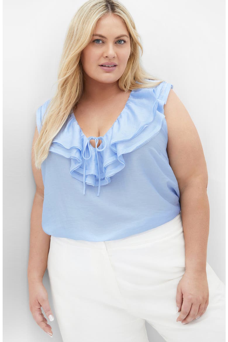 Athena Ruffle Sleeveless Top, Alternate, color, SKY BLUE