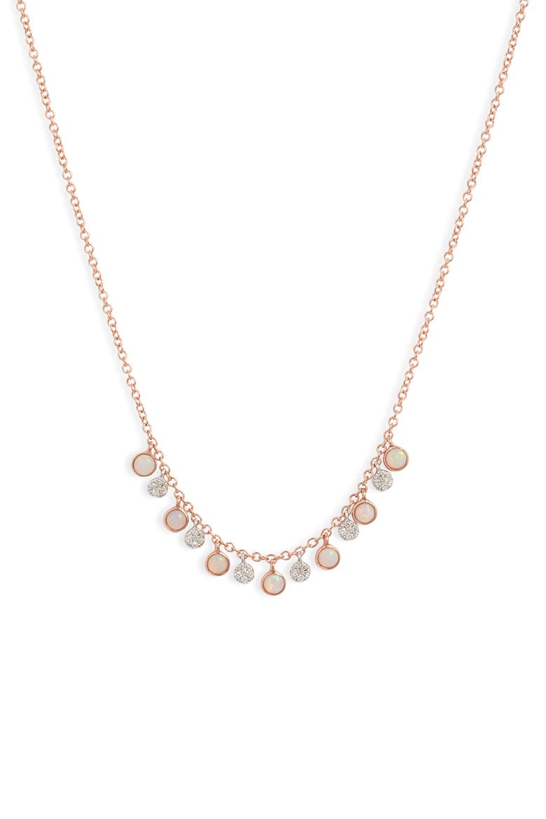 Opal & Diamond Shaker Necklace, Main, color, ROSE GOLD