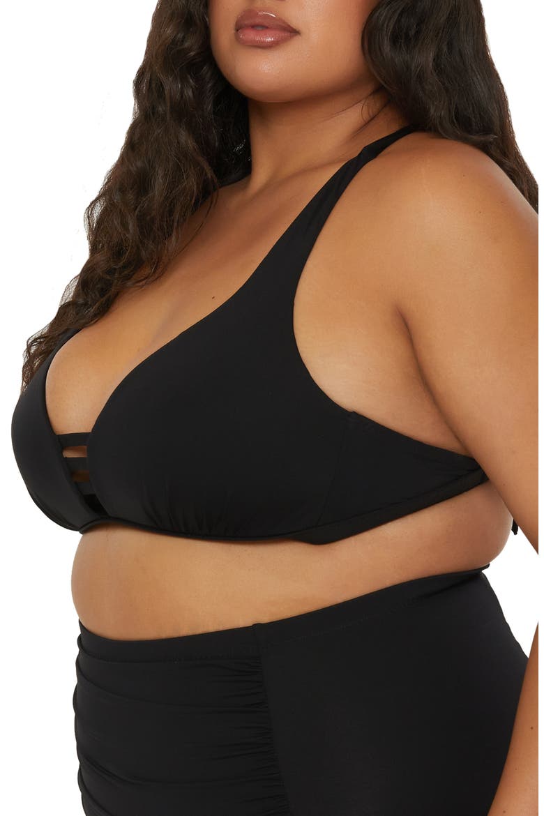 Tab Inset Bikini Top, Alternate, color, BLACK