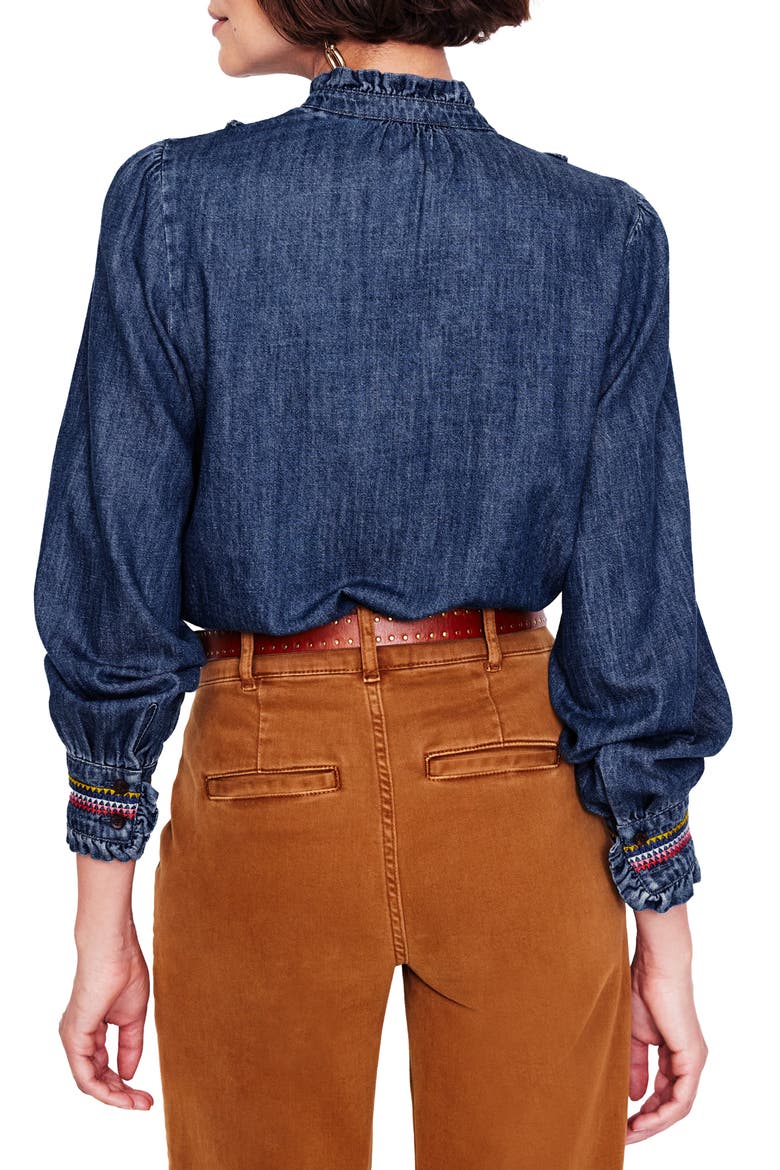 Isla Embroidered Stripe Denim Button-Up Shirt, Alternate, color, EMBROIDERED DENIM