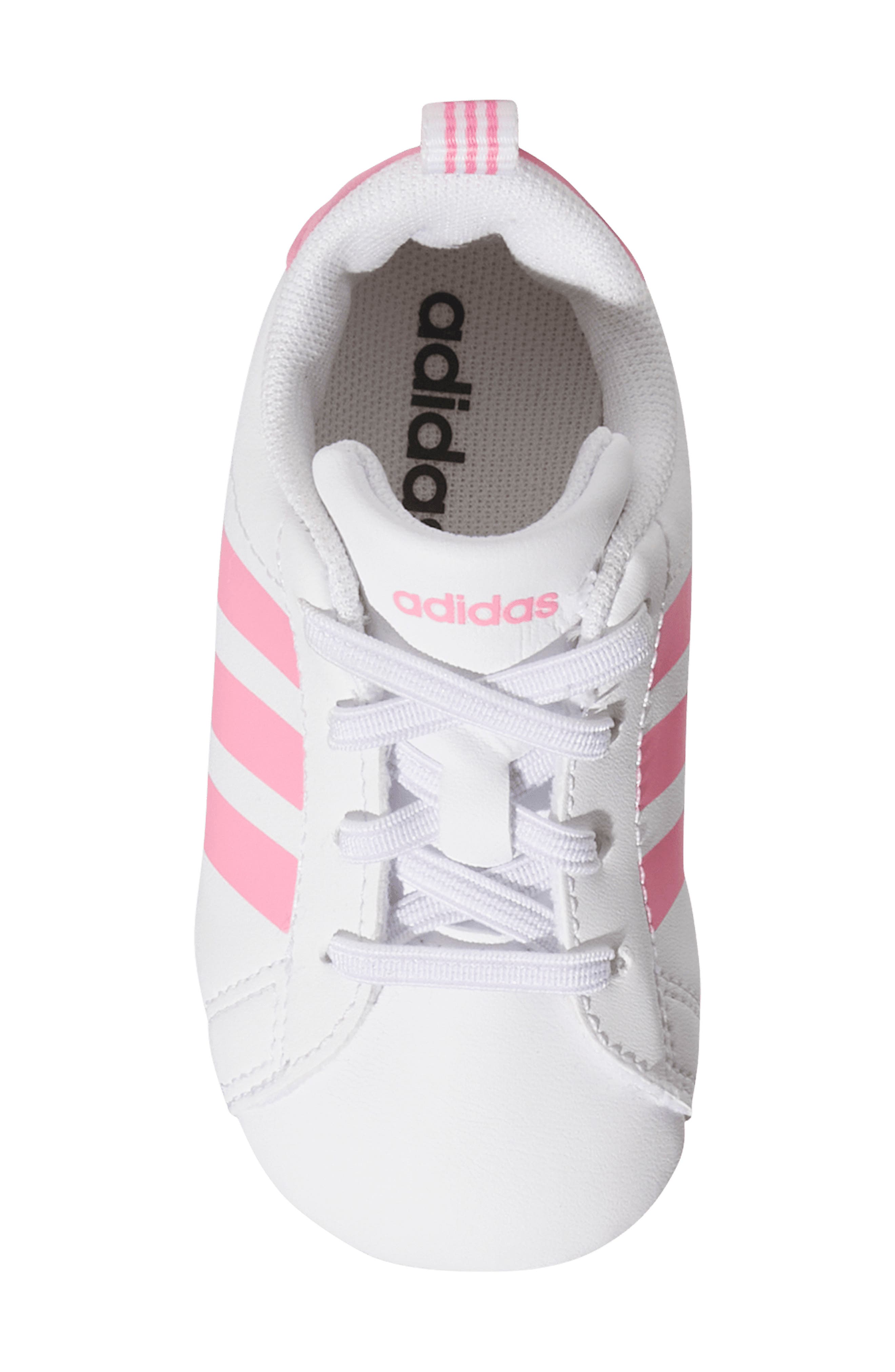adidas Grand Court Crib Sneaker, Alternate, color, Footwear White/ Bliss Pink