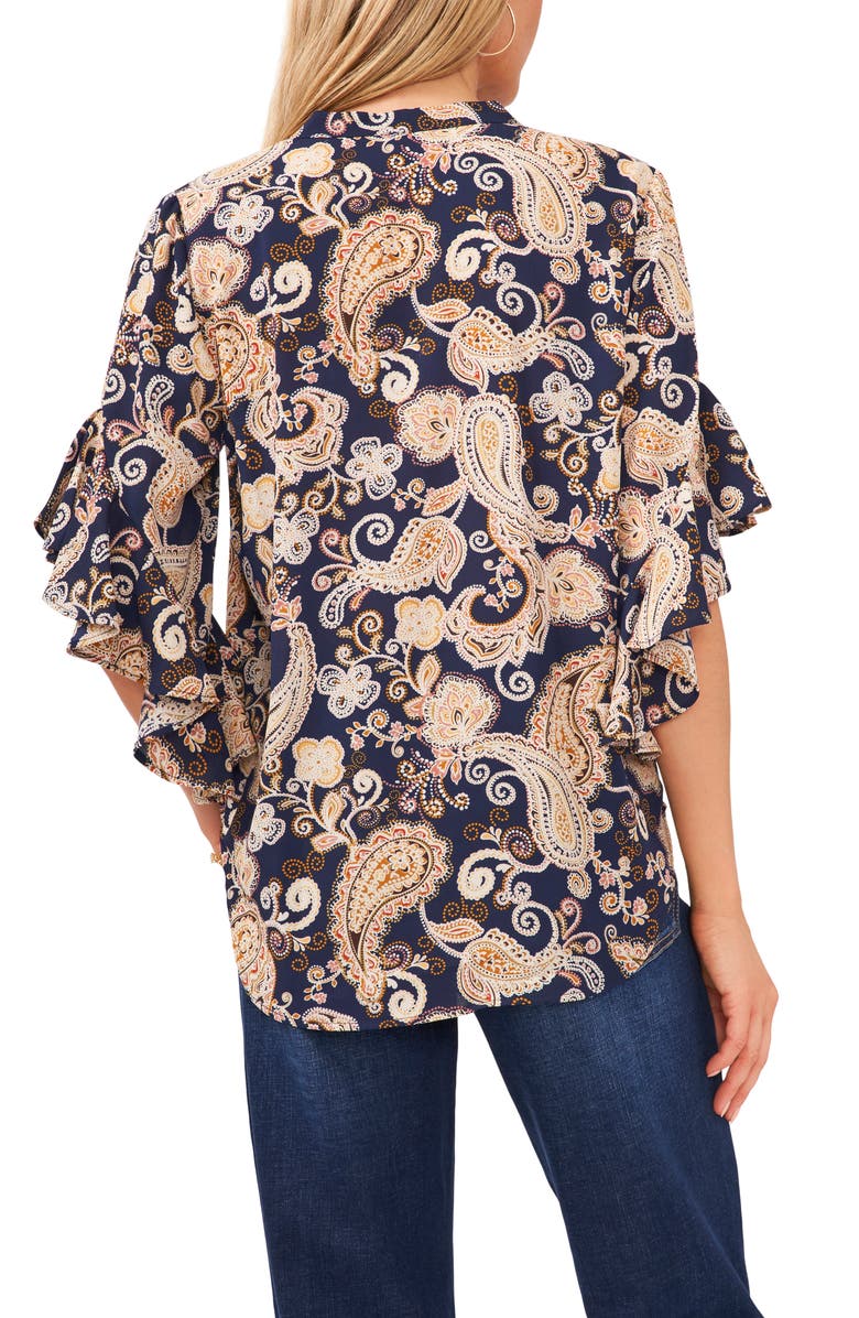 Vince Camuto Glasgow Paisley Flutter Sleeve Blouse, Alternate, color, 