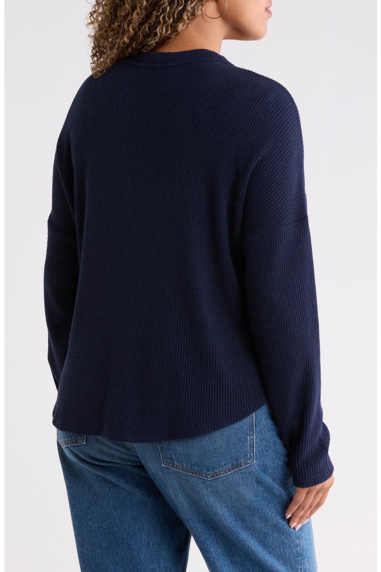 Drop Shoulder Waffle Tee, Alternate, color, NAVY STILL