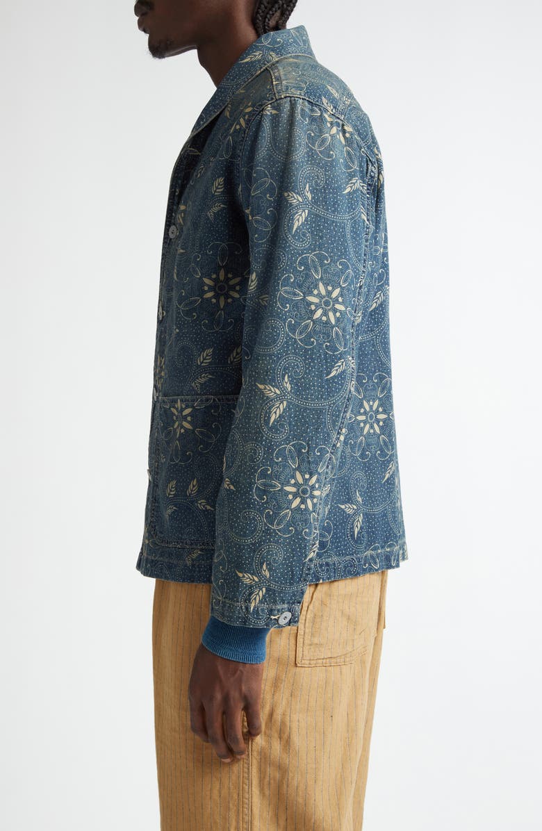 Double RL Indigo Print Woven Overshirt, Alternate, color, Rl-748 Indigo/ White Multi