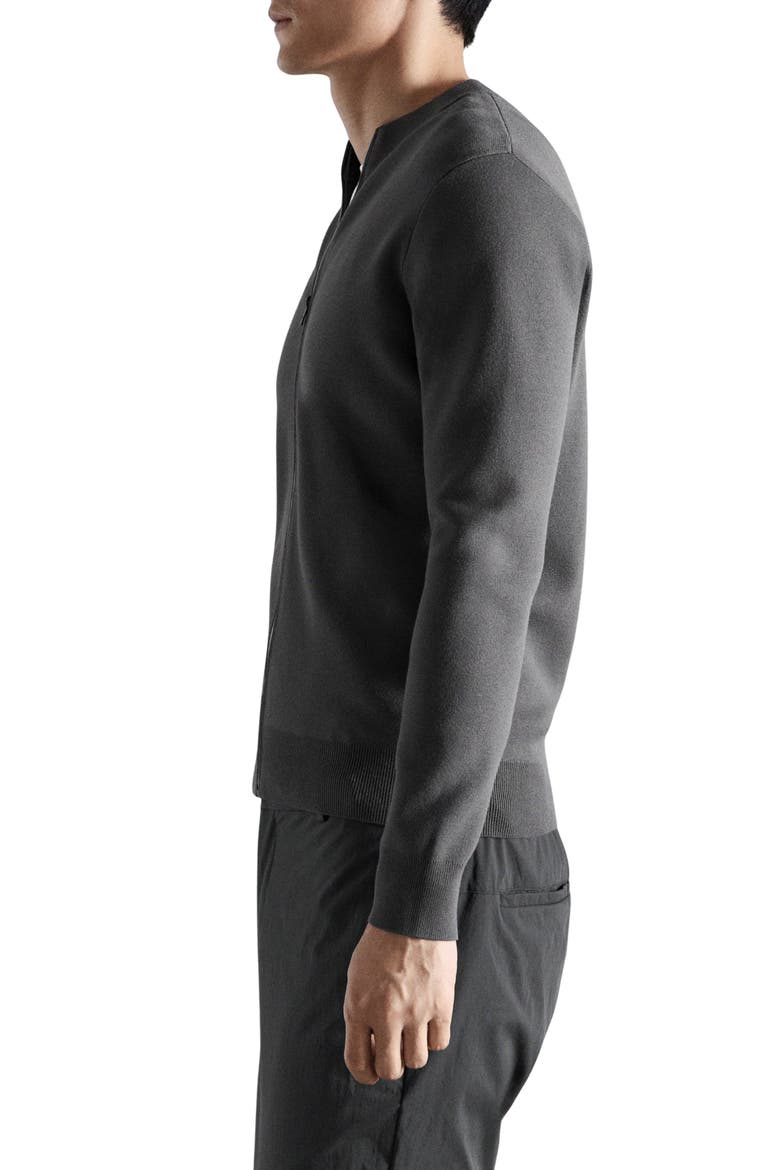 Comfort Stretch Crewneck Zip Cardigan, Alternate, color, DARK GREY