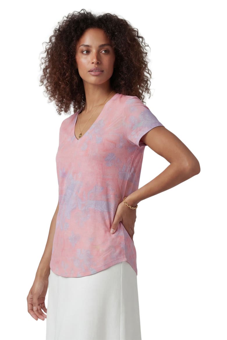 Paisley Explosion Womens V-neck Printed Top, Alternate, color, PAISLEY EXPLOSION CORAL