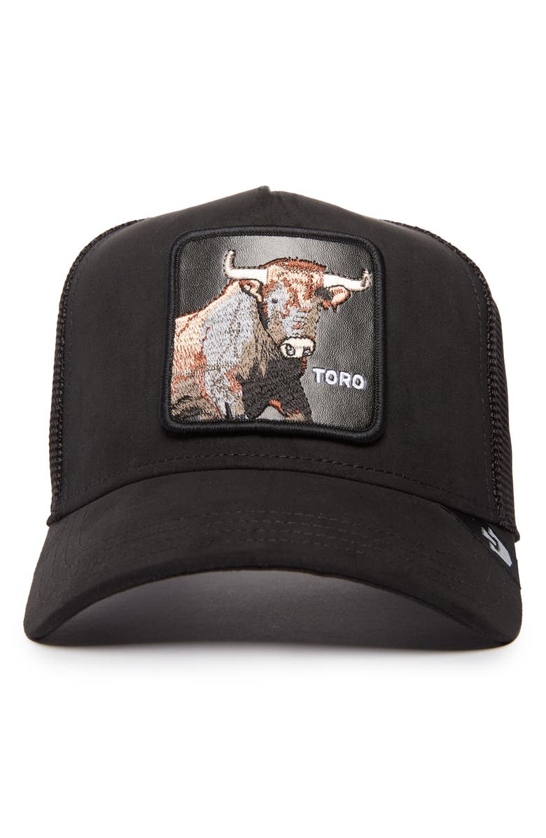 Goorin Bros. The Suede Bull Patch Snapback Trucker Hat, Alternate, color,