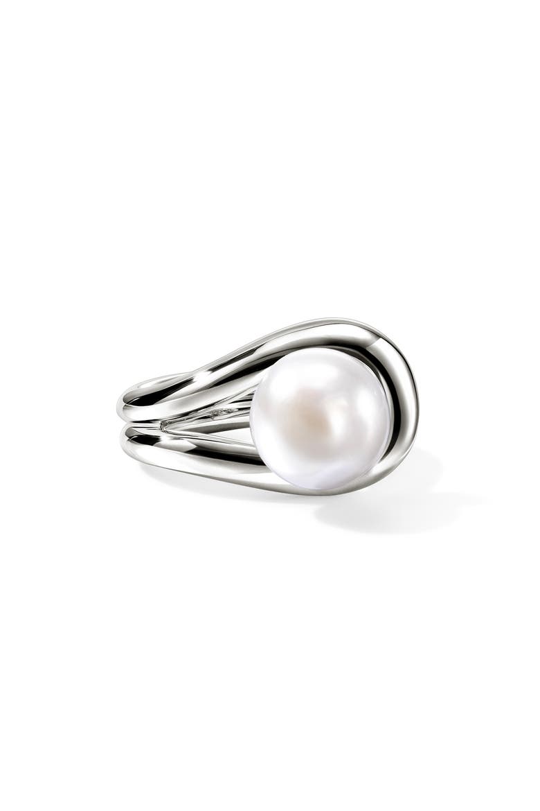 Surf Silver Ring with Freshwater Pearl, Main, color, STERLING SILVER