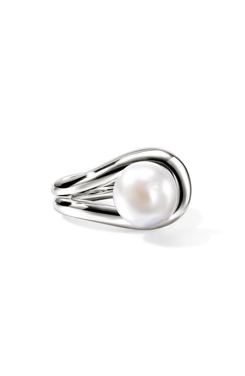 Surf Silver Ring with Freshwater Pearl