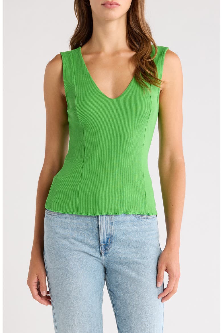 Reese Rib V-Neck Tank, Main, color, LIME