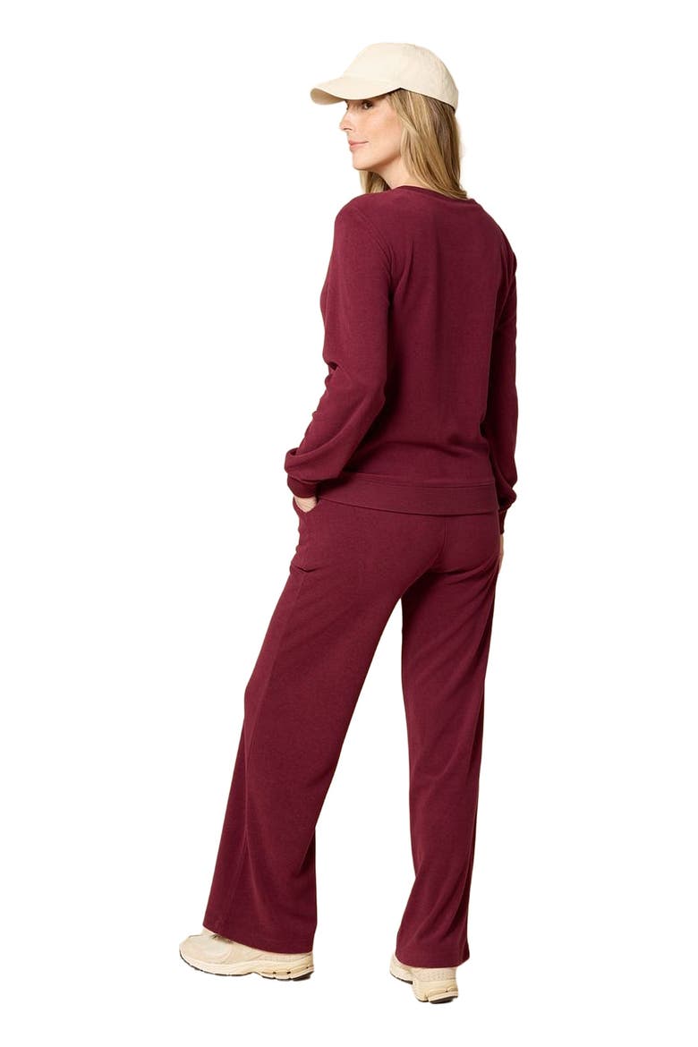 Vintage Velvet V-Neck with Wide Leg Pant, Alternate, color, Cherry Cola