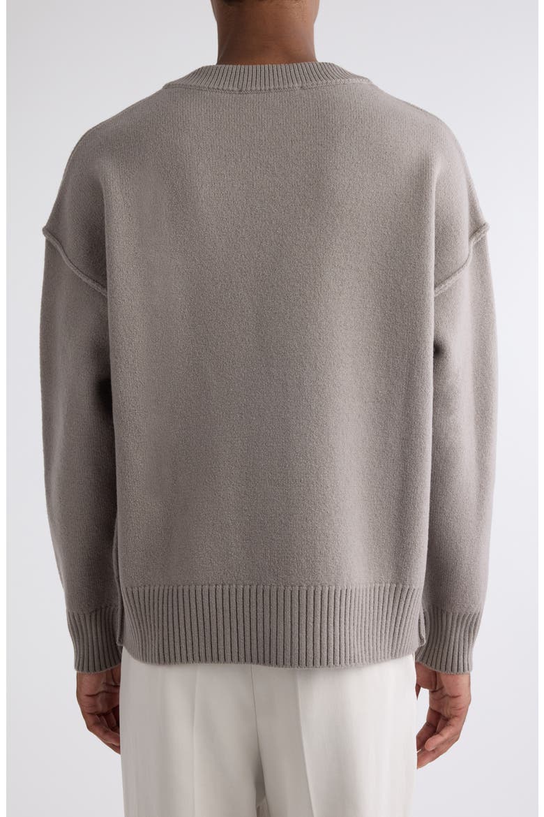 Ami De Coeur Intarsia Merino Wool Cardigan, Alternate, color, ASH/ OFFWHITE