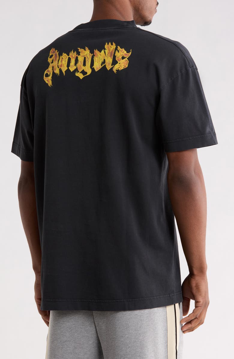 Palm Angels Logo Graphic Cotton T-Shirt, Alternate, color, Black Gold