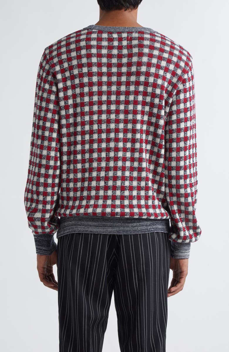 TAKAHIROMIYASHITA TheSoloist. Regular Fit Jacquard Crewneck Sweater, Alternate, color, Navy X Red