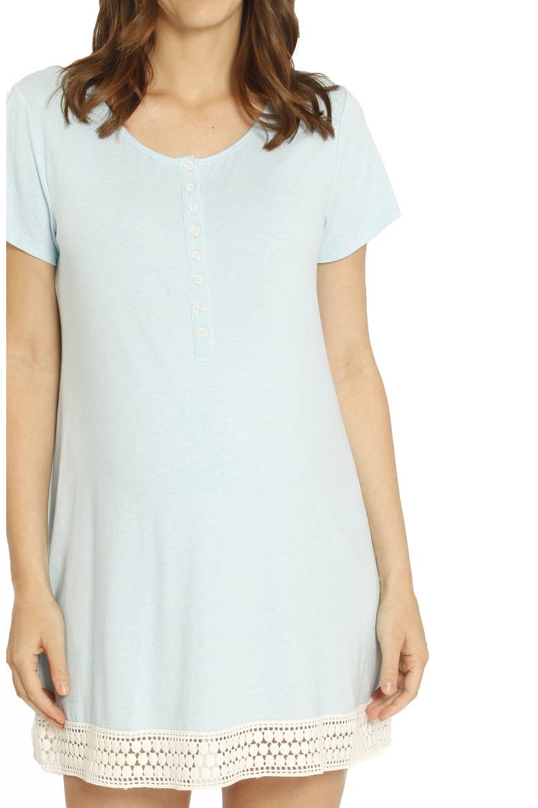 Ruby Maternity/Nursing Sleep Shirt, Robe & Baby Blanket Set, Alternate, color, BLUE