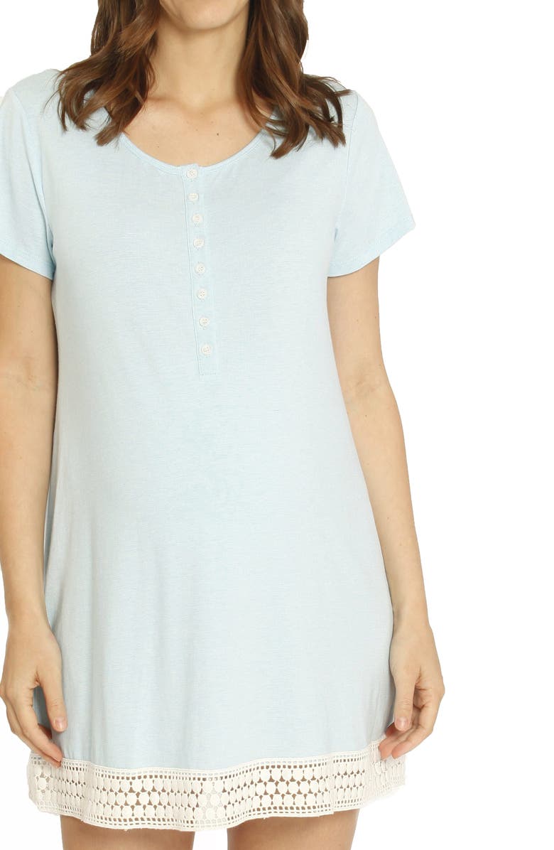 Angel Maternity Ruby Maternity/Nursing Sleep Shirt, Robe & Baby Blanket Set, Alternate, color,