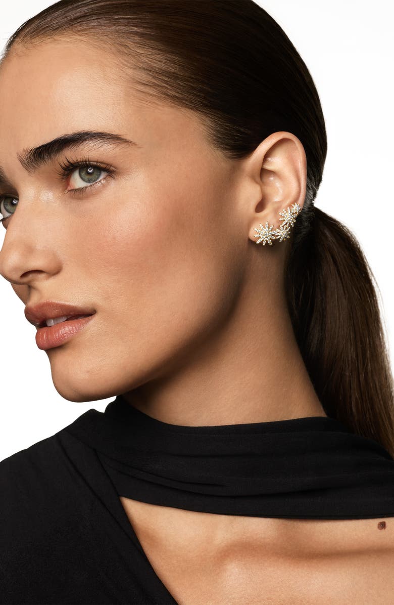 David Yurman Starburst Pavé Diamond Ear Climbers, Alternate, color, Gold
