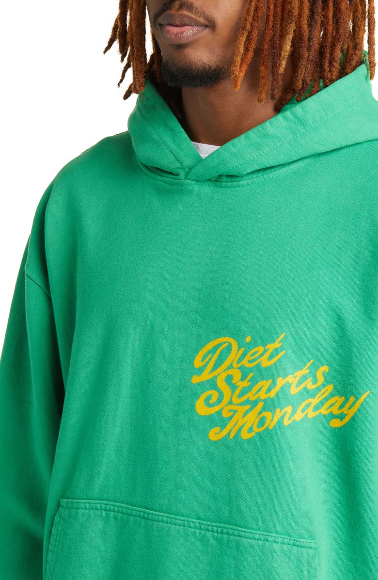DIET STARTS MONDAY Overlap Script Logo Cotton Graphic Hoodie, Alternate, color, 