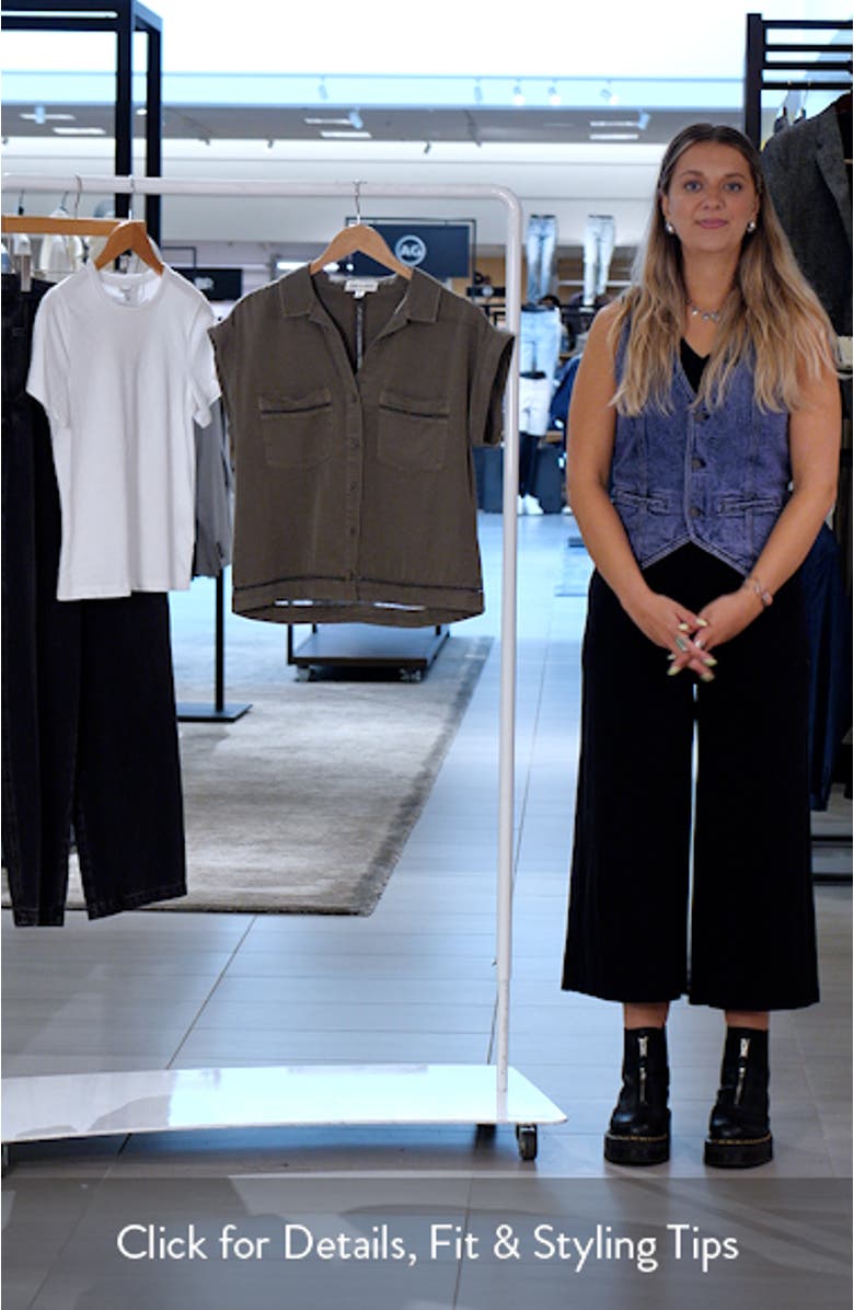 Openwork Detail Short Sleeve Button-Up Shirt, sales video thumbnail