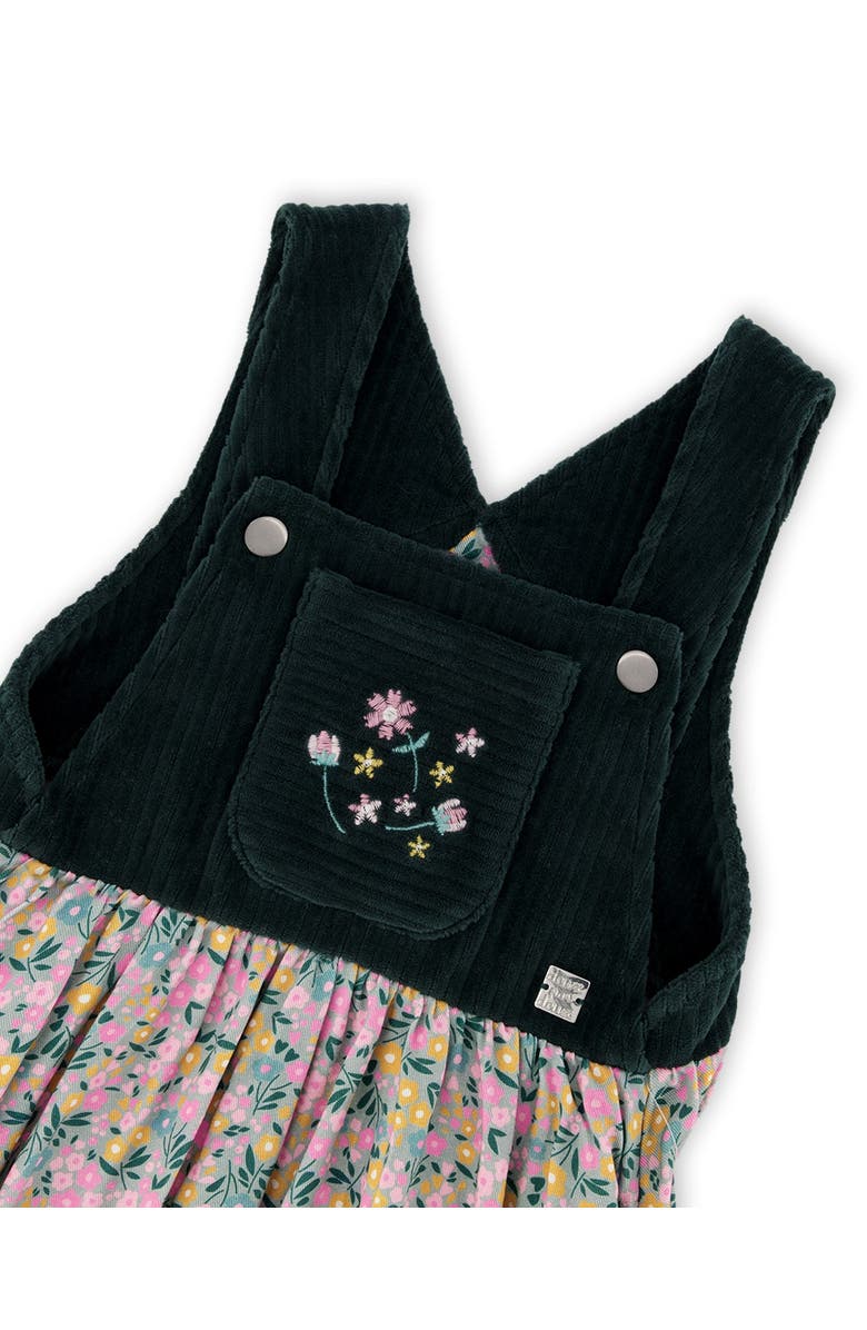 Deux par Deux Bi-Material Overall Dress with Flower, Alternate, color, Green