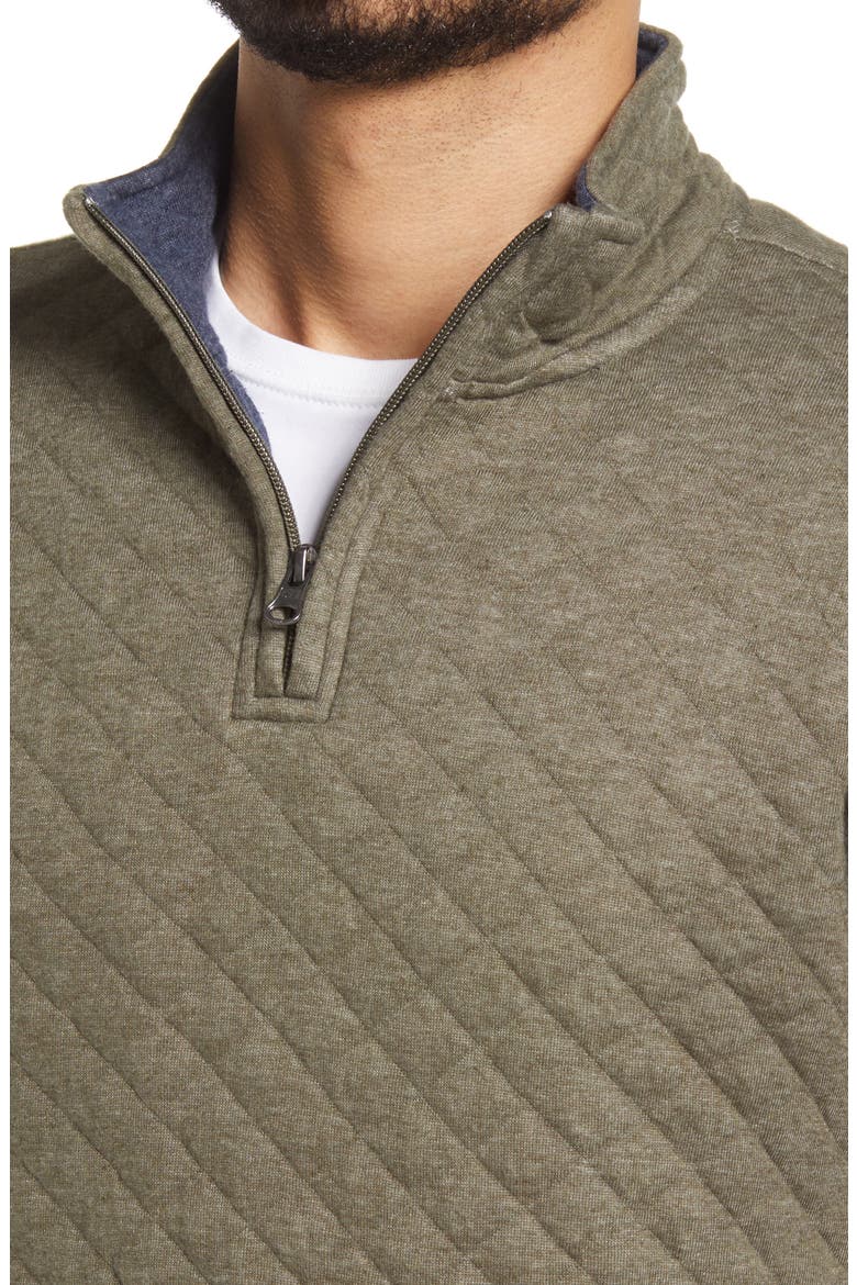 Men's Quilted Quarter Zip Pullover, Alternate, color, DARK OLIVE HEATHER