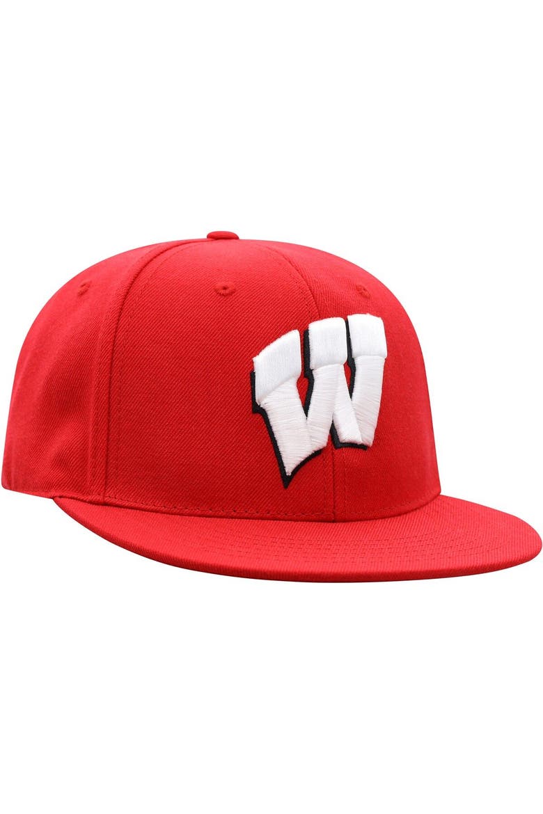 Men's Top of the World Red Wisconsin Badgers Team Color Fitted Hat, Alternate, color, Red