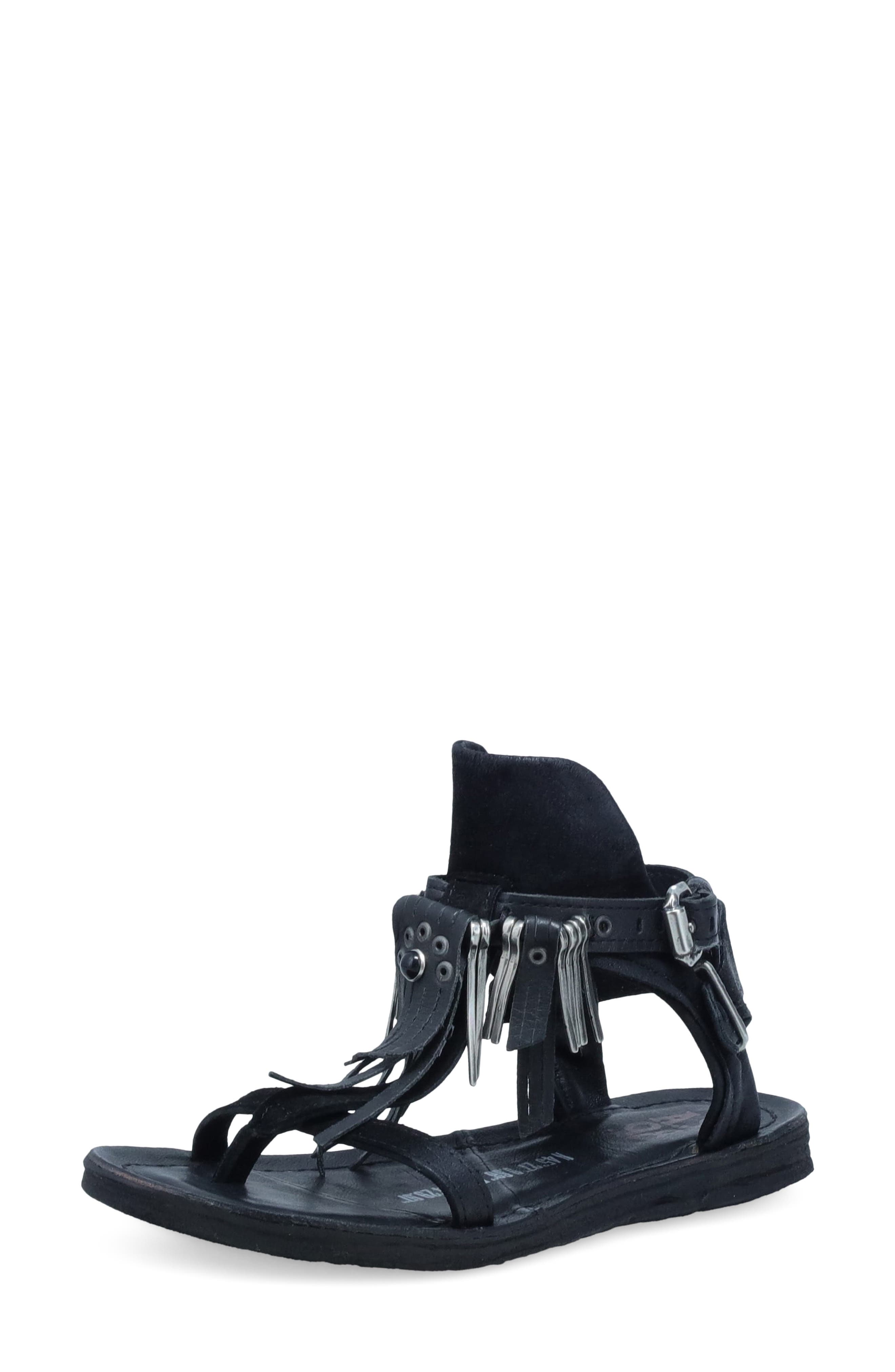 A.S.98 Raleigh Ankle Strap Sandal, Main, color, Black
