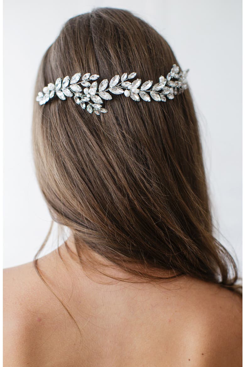 Abrielle Pearl & Crystal Halo Comb, Alternate, color, SILVER