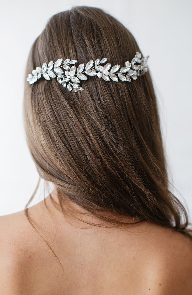 Brides & Hairpins Abrielle Pearl & Crystal Halo Comb, Alternate, color, Silver