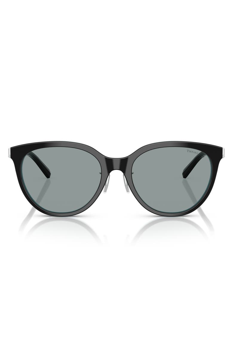 Tiffany & Co. 55mm Round Sunglasses, Main, color, Black On Tiffany Blue / Grey