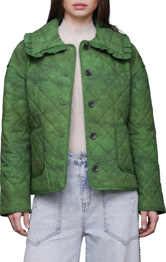 Ruffle Collar Quilted Jacket