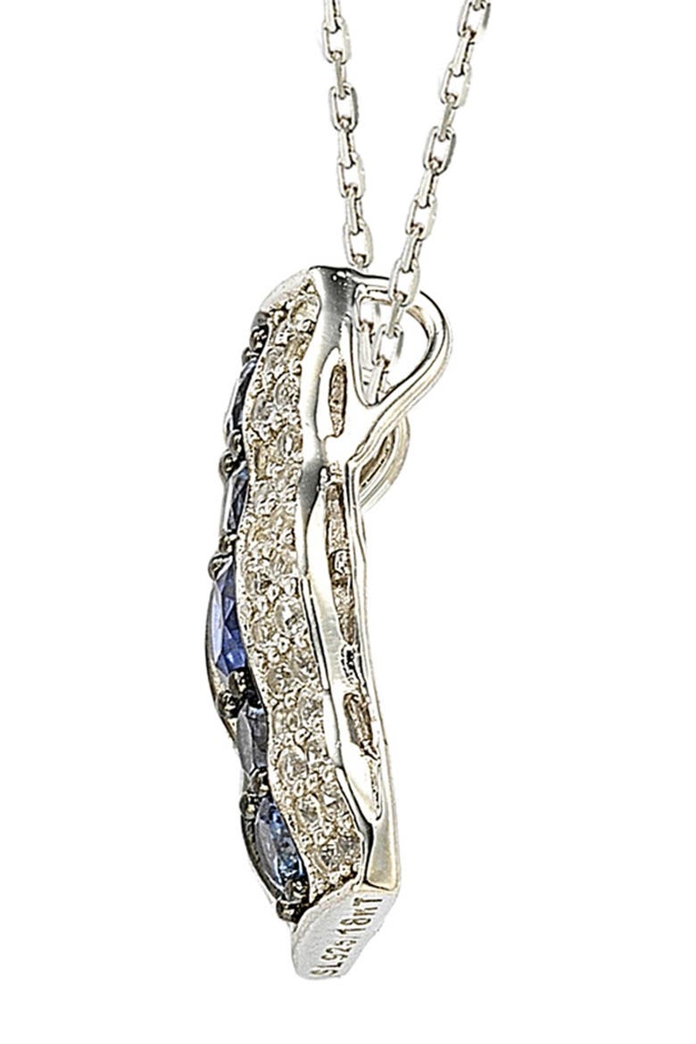 Two-Tone Sapphire & Lab Created White Sapphire Pendant Necklace, Alternate, color, BLUE