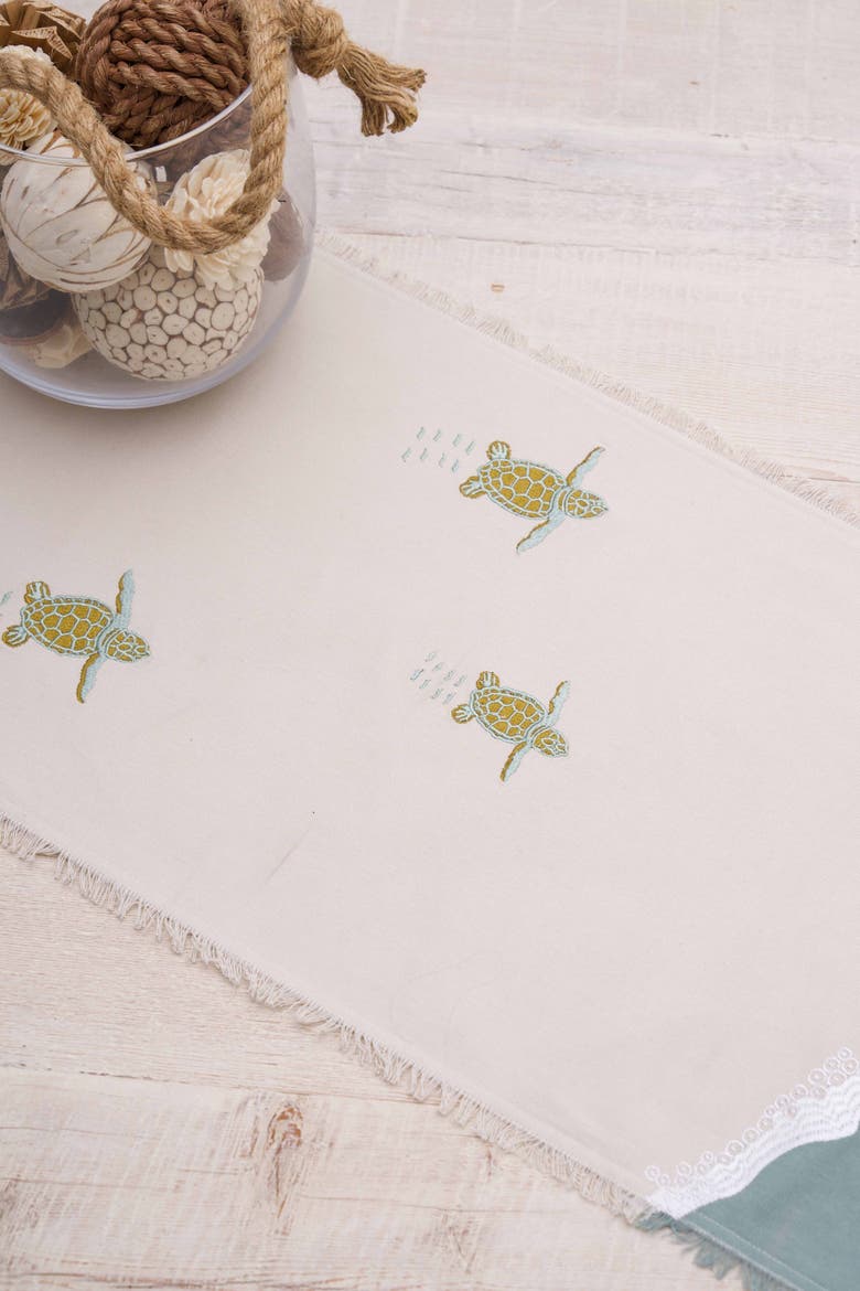Baby Sea Turtle Coastal Dining Table Runner, Alternate, color, Blue