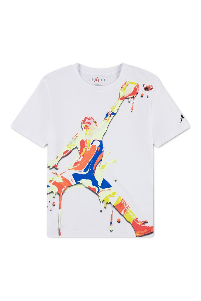 Kids' Splash Paint Graphic Cotton Blend T-Shirt, Main, color, WHITE