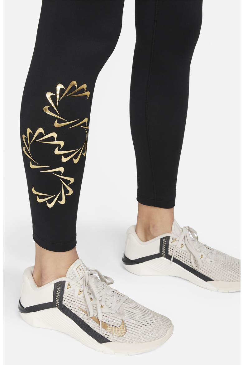 Therma-FIT One Graphic Training Leggings, Alternate, color, BLACK/ WHITE