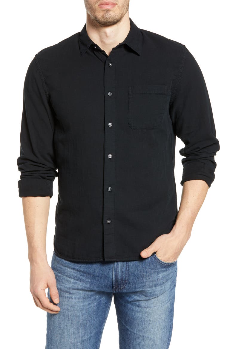 KATO The Ripper Organic Cotton Gauze Button-Up Shirt, Main, color, BLACK