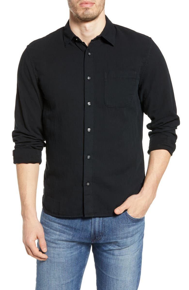 HIROSHI KATO KATO The Ripper Organic Cotton Gauze Button-Up Shirt, Main, color, Black