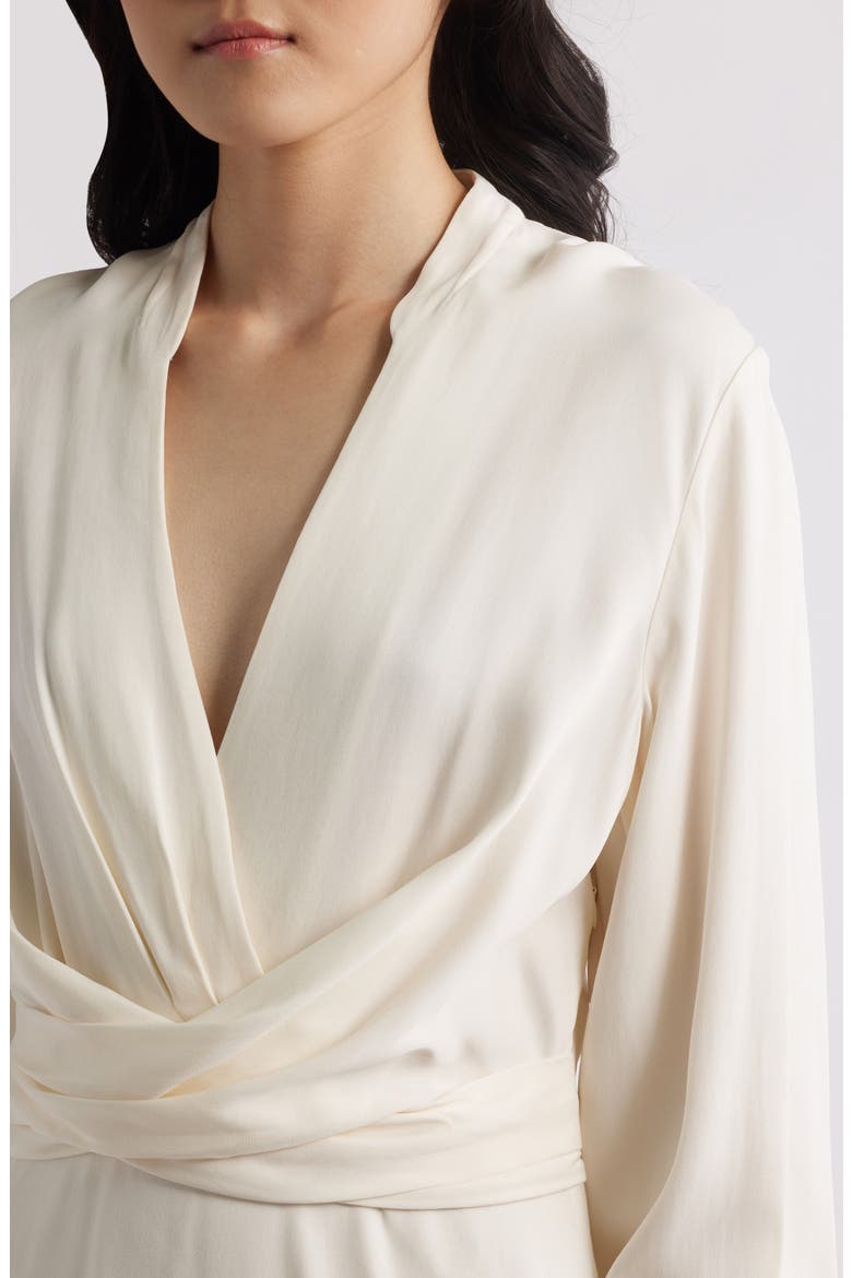 Dimkai Wrap Front Long Sleeve Dress, Alternate, color, OPEN WHT
